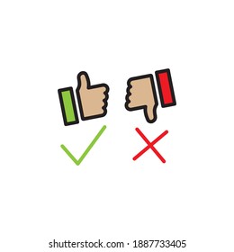Finger up and down. Vector Illustration