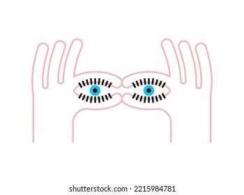 Finger eye. binoculars hand gesture. Vector illustration
