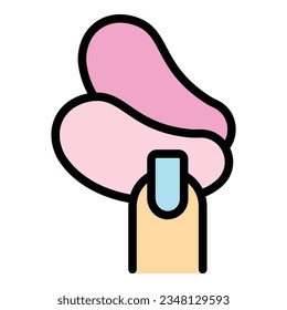 Finger eye patch icon outline vector. Beauty face. Skin cream color flat