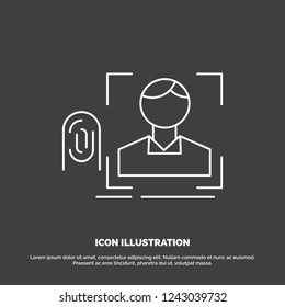 finger, fingerprint, recognition, scan, scanning Icon. Line vector symbol for UI and UX, website or mobile application