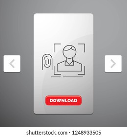 finger, fingerprint, recognition, scan, scanning Line Icon in Carousal Pagination Slider Design & Red Download Button