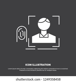 finger, fingerprint, recognition, scan, scanning Icon. glyph vector symbol for UI and UX, website or mobile application