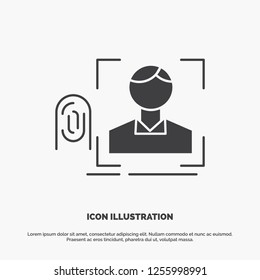 finger, fingerprint, recognition, scan, scanning Icon. glyph vector gray symbol for UI and UX, website or mobile application