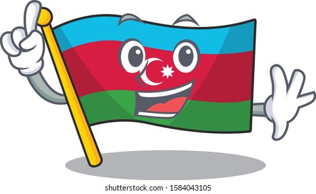 Finger flag azerbaijan in mascot cartoon character style