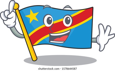 Finger flag democratic republic in mascot cartoon character style