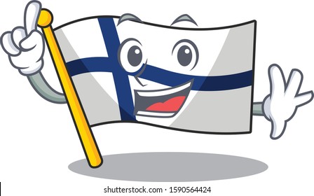 Finger flag finland in mascot cartoon character style