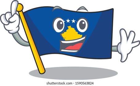 Finger flag kosovo in mascot cartoon character style