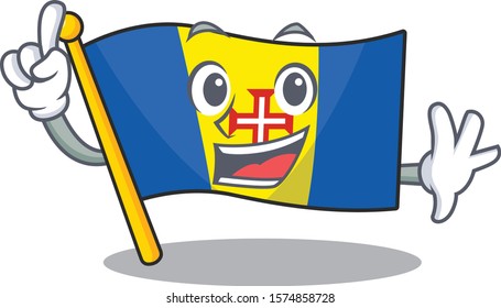 Finger up flag madeira in mascot cartoon character style