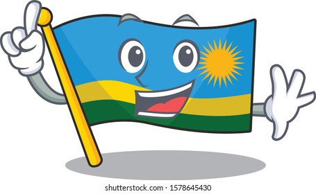 Finger flag rwanda in mascot cartoon character style