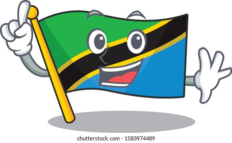 Finger flag tanzania in mascot cartoon character style