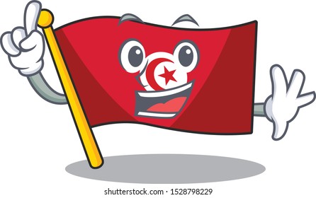 Finger flag tunisia character isolated with cartoon