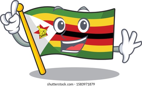 Finger flag zimbabwe in mascot cartoon character style