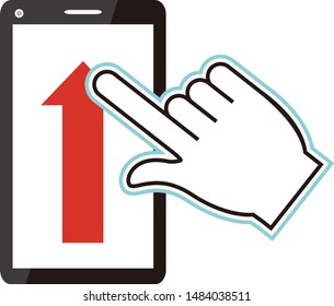 
Finger flicking smartphone. finger icon, hand pointer vector.