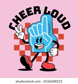 Finger foam Groovy Mascot Character Vector