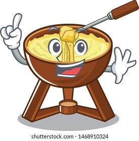 Finger fondue cheese in a cartoon plate