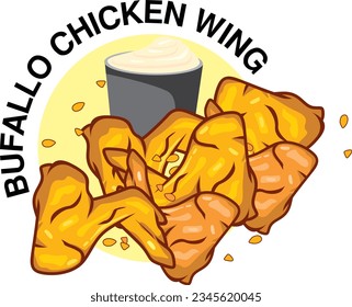 FINGER FOODS BUFALLO CHICKEN WING VECTOR ILLUSTRATION