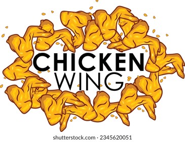 FINGER FOODS BUFALLO CHICKEN WING VECTOR ILLUSTRATION