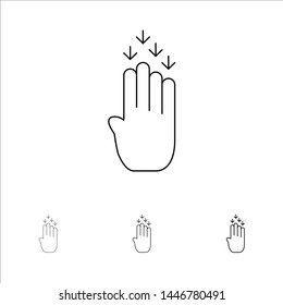 Finger, Four, Gesture, Down Bold and thin black line icon set