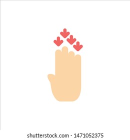 Finger, Four, Gesture, Down  Flat Color Icon. Vector icon banner Template. Vector Icon Template background