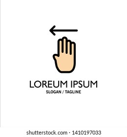 Finger, Four, Gesture, Left Business Logo Template. Flat Color