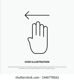 Finger, Four, Gesture, Left Line Icon Vector