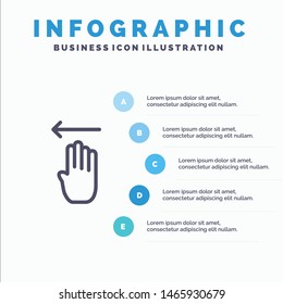 Finger, Four, Gesture, Left Line icon with 5 steps presentation infographics Background. Vector Icon Template background