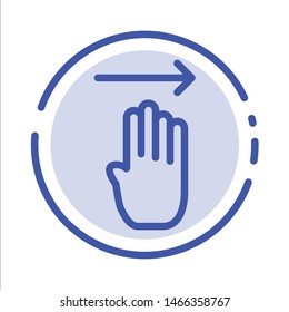 Finger, Four, Gesture, Right Blue Dotted Line Line Icon. Vector Icon Template background
