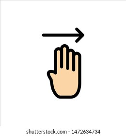 Finger, Four, Gesture, Right  Flat Color Icon. Vector icon banner Template