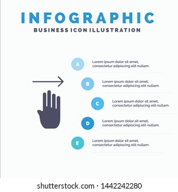 Finger, Four, Gesture, Right Solid Icon Infographics 5 Steps Presentation Background
