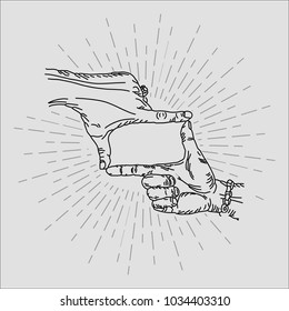 Finger frame hand drawing illustration for logos and authentic design on Gray background