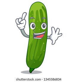 Finger fresh cucumber slice on mascot board