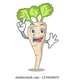 Finger fresh organic parsnip vegetable cartoon style