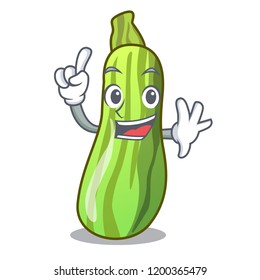 Finger fresh vegetable zucchini isolated on mascot