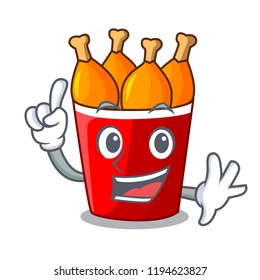 Finger fried chicken bucket isolated on mascot