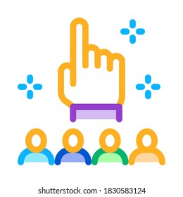 gesto de dedo arriba y vector de icono de audiencia. gesto de dedo arriba y señal de audiencia. ilustración de símbolo de color