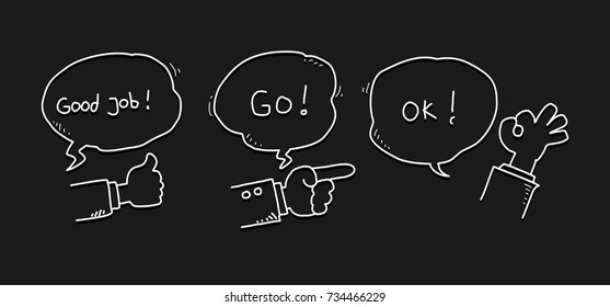 finger gesture with bubble speech