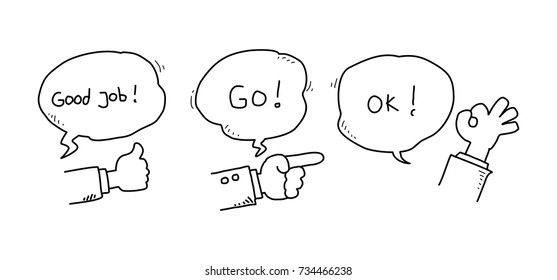 finger gesture with bubble speech
