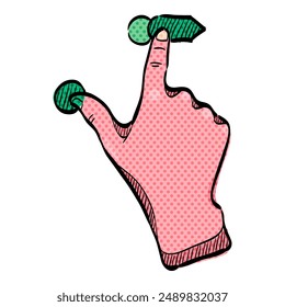 Fingergeste Halbtonsymbol Handgezeichnete Farbe Vektorillustration