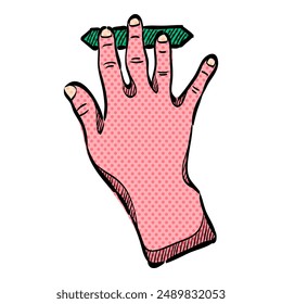 Finger gesture halftone icon hand drawn color vector illustration