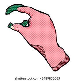 Icono de semitono de gesto de dedo dibujado a mano Ilustración vectorial de color