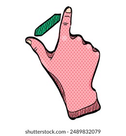 Finger gesture halftone icon hand drawn color vector illustration