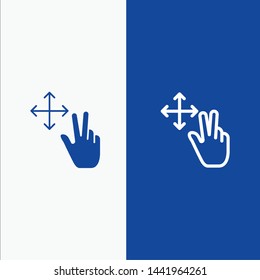 Finger, Gesture, Hold Line and Glyph Solid icon Blue banner Line and Glyph Solid icon Blue banner