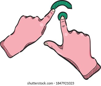 Finger gesture icon in color drawing. Gadget touch pad display smartphone laptop computer