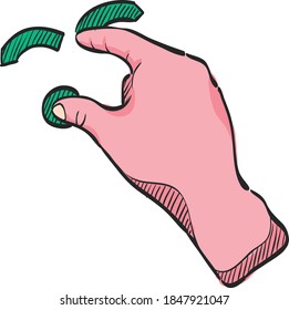 Finger gesture icon in color drawing. Gadget touch pad display smartphone laptop computer