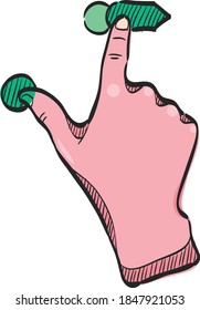 Icono de gesto de dedo en el dibujo de color. Panel táctil para gadget pantalla de computadora portátil para smartphone