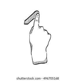 Finger gesture icon in doodle sketch lines. Gadget touch pad display smartphone laptop computer