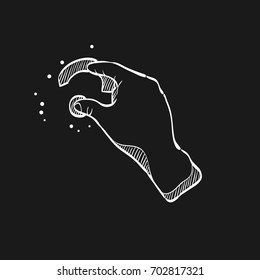 Finger gesture icon in doodle sketch lines. Gadget touch pad display smartphone laptop computer