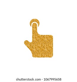 Finger gesture icon in gold glitter texture. Sparkle luxury style vector illustration.