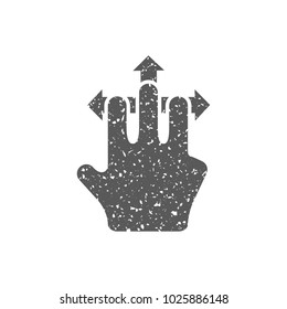 Finger gesture icon in grunge texture. Vintage style vector illustration.