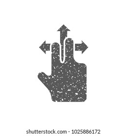 Finger gesture icon in grunge texture. Vintage style vector illustration.